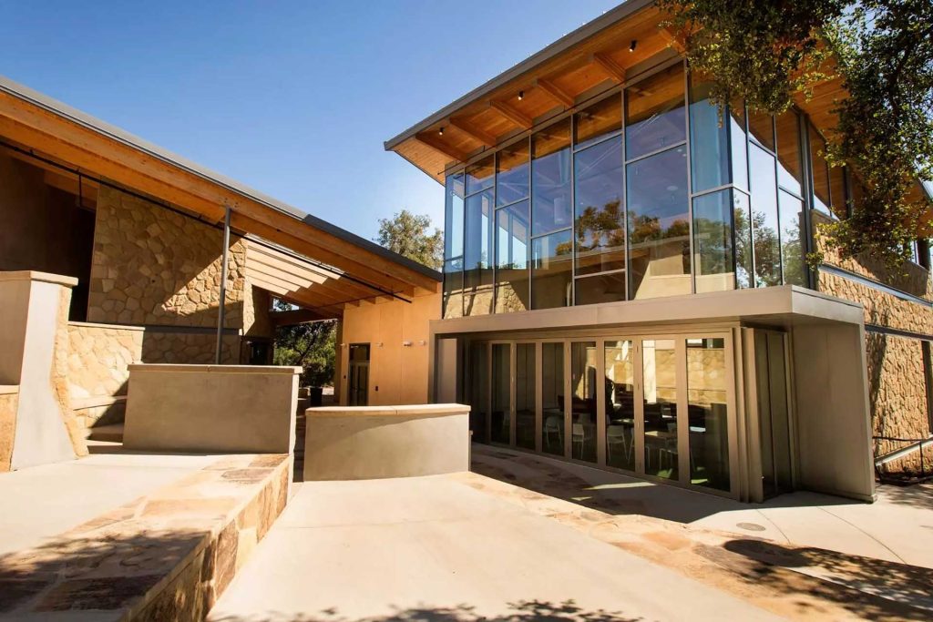 westmont college modern glass building with open courtyard and natural light